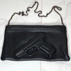 Vlieger & Vandam Black Leather Gun Embossed GUARDIAN ANGEL Bag Purse
